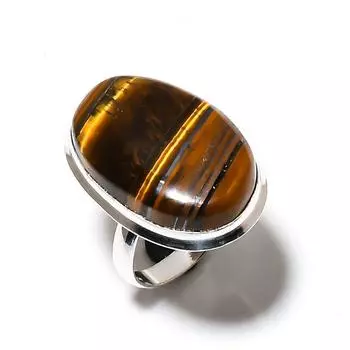 Ювелирное кольцо из стерлингового серебра 925 пробы с натуральным тигровым глазом ручной работы, размер 8 h0r97