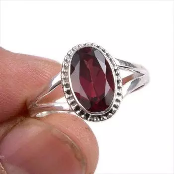Ювелирное кольцо из стерлингового серебра 925 пробы с натуральным гранатом, размер 8,5 H1M72