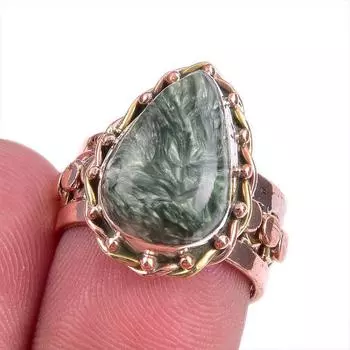 Ювелирное кольцо из стерлингового серебра 925 пробы с натуральным серафинитом, двухцветное ювелирное кольцо S.6 A8t59