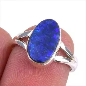 Ювелирное кольцо из стерлингового серебра 925 пробы с натуральным австралийским опалом S.6 k9u68