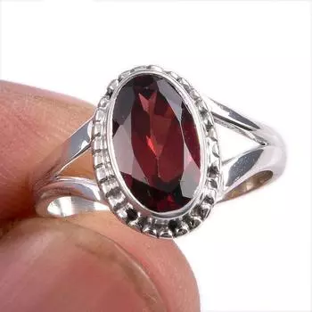 Ювелирное кольцо из стерлингового серебра 925 пробы с натуральным гранатом, размер 5,5 r4f17