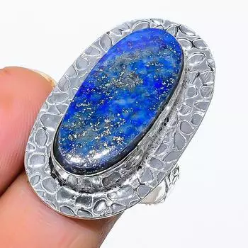 Ювелирное кольцо из стерлингового серебра 925 пробы с натуральным лазуритом, размер 9 n6Z41