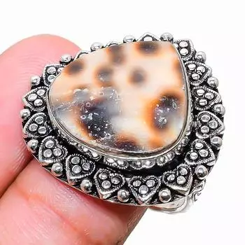 Ювелирное кольцо из стерлингового серебра 925 пробы с драгоценным камнем-ракушкой, размер 7,5 d0D39 7.5 белый