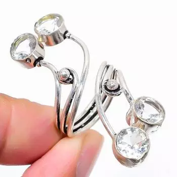 Ювелирное кольцо из стерлингового серебра 925 пробы с белым топазом, размер 7 Z1H73 7 белый