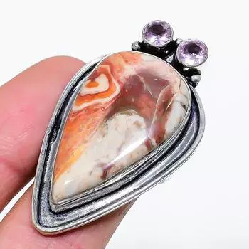 Ювелирное кольцо из стерлингового серебра 925 пробы с натуральным доломитом и кунцитом, размер 9 f5O84