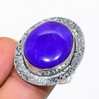 Ювелирное кольцо из стерлингового серебра 925 пробы с натуральным фиолетовым халцедоном, размер 9 k3o98