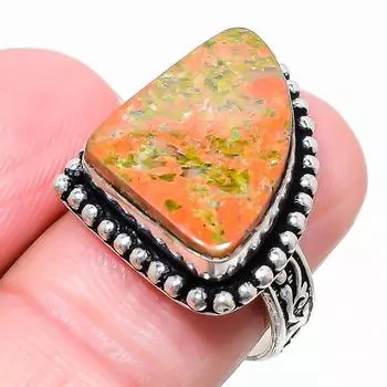 Ювелирное кольцо из стерлингового серебра 925 пробы с унакитом, размер 8,5 Z7e14 8.5 зелёный