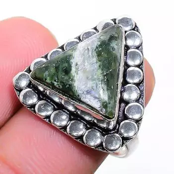 Ювелирное кольцо из стерлингового серебра 925 пробы с зеленым опалом ручной работы 6 n5r68 6 зелёный