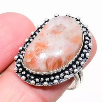 Ювелирное кольцо из стерлингового серебра 925 пробы с драгоценным камнем Sunstone, размер 9 S0o40 9 красный