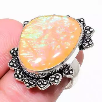 Ювелирное кольцо из стерлингового серебра 925 пробы с оранжевым тройным опалом, размер 7 B2Q18 7 оранжевый