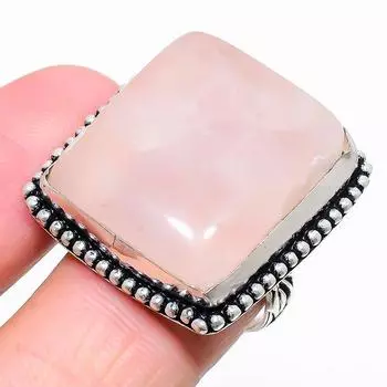 Ювелирное кольцо из стерлингового серебра 925 пробы с розовым кварцем, размер 10 K8f50 10 розовый