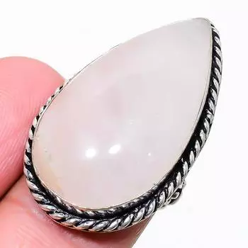 Ювелирное кольцо из стерлингового серебра 925 пробы с розовым кварцем, размер 7 r1S03 7 розовый