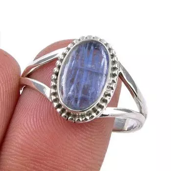 Ювелирное кольцо из стерлингового серебра 925 пробы с натуральным кианитом, размер 9,5 a2j41