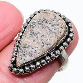 Ювелирное кольцо из стерлингового серебра 925 пробы с дендритным драгоценным камнем Псиломелан, размер 7,5 u8h85 7.5 коричневый