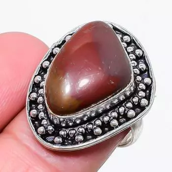 Ювелирное кольцо из стерлингового серебра 925 пробы с драгоценным камнем Red River Jasper, размер 7,5 d0G52 7.5 красный