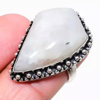 Ювелирное кольцо из стерлингового серебра 925 пробы с радужным лунным камнем, размер 7 q6s77 7 белый