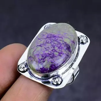 Ювелирное кольцо из стерлингового серебра 925 пробы с натуральным пурпуритом, размер 9,5 Z5i76