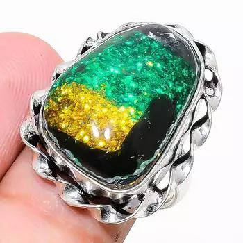 Ювелирное кольцо из стерлингового серебра 925 пробы с дихроичным стеклом, размер 6 Y0p30 6