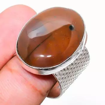 Ювелирное кольцо из стерлингового серебра 925 пробы с драгоценным камнем Мукаит, размер 8,5 R7O25 8.5 красный