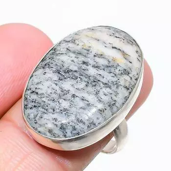 Ювелирное кольцо из стерлингового серебра 925 пробы с синим азуритом K2, размер 8,5 d1G51 8.5 белый