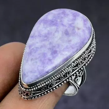 Ювелирное кольцо из стерлингового серебра 925 пробы с натуральным лепидолитом, размер 8 t3z81