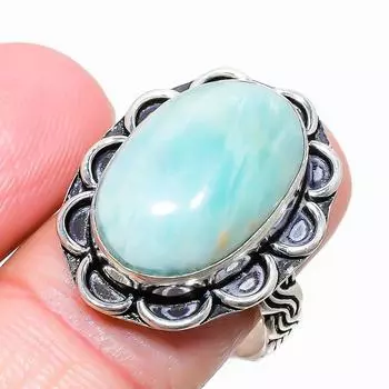 Ювелирное кольцо из стерлингового серебра 925 пробы с амазонитом, размер 9,5 y9f04 9.5 синий