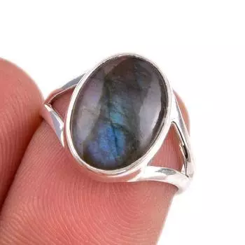 Ювелирное кольцо из стерлингового серебра 925 пробы с натуральным лабрадоритом, размер 6 Z2h24
