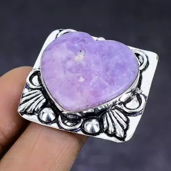 Ювелирное кольцо из стерлингового серебра 925 пробы с натуральным драгоценным камнем лепидолитом, размер 10 D2I55