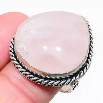 Ювелирное кольцо из стерлингового серебра 925 пробы с розовым кварцем, размер 8,5 P1J04 8.5 розовый