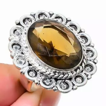 Ювелирное кольцо из стерлингового серебра 925 пробы с дымчатым топазом, размер 8 m5C90 8 коричневый