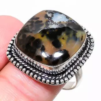 Ювелирное кольцо из стерлингового серебра 925 пробы с медовым дендритным камнем, размер 10 o4u27 10 мёд