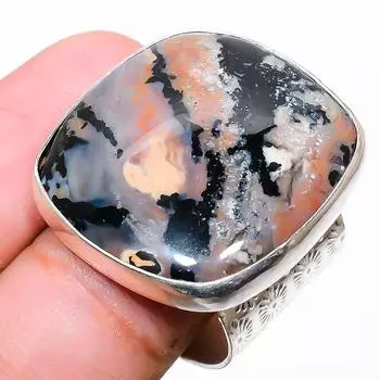 Ювелирное кольцо из стерлингового серебра 925 пробы с медовым дендритным камнем, размер 8 u4i62 8 мёд