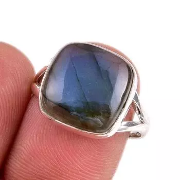 Ювелирное кольцо из стерлингового серебра 925 пробы с натуральным лабрадоритом, размер 8 l3J86