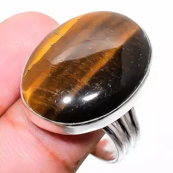 Ювелирное кольцо из стерлингового серебра 925 пробы с драгоценным камнем «Тигровый глаз», размер 9 n3B74 9 жёлтый