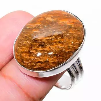 Ювелирное кольцо из стерлингового серебра 925 пробы с агатом, размер 8 q6k12 8 красный