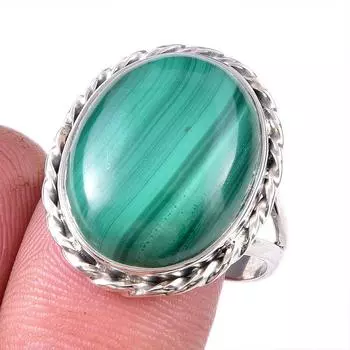 Ювелирное кольцо из стерлингового серебра 925 пробы с натуральным малахитом, размер 9,5 l2J36