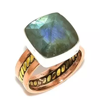 Ювелирное кольцо из стерлингового серебра 925 пробы с натуральным лабрадоритом, двухцветное ювелирное кольцо S.7 G3J82