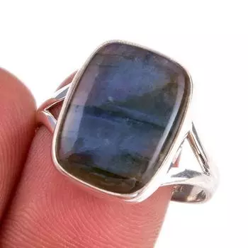 Ювелирное кольцо из стерлингового серебра 925 пробы с натуральным лабрадоритом, размер 10 S4P47