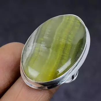 Ювелирное кольцо из стерлингового серебра 925 пробы с натуральным драгоценным камнем шмель Яшма, размер 7 z0z89