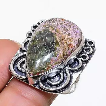 Ювелирное кольцо из стерлингового серебра 925 пробы с натуральным драгоценным камнем ручной работы, размер 8 r2c54