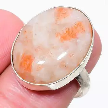 Ювелирное кольцо из стерлингового серебра 925 пробы с солнечным камнем, размер 8,5 Z6v05 8.5 красный