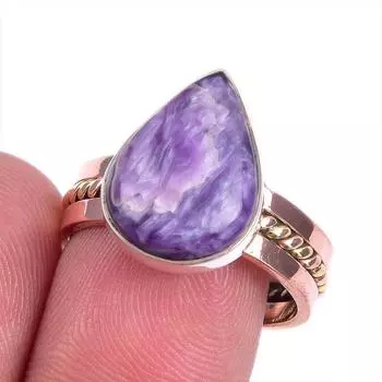 Ювелирное кольцо из стерлингового серебра 925 пробы с натуральным драгоценным камнем чаорит, двухцветное ювелирное кольцо S.8.5 u3G06