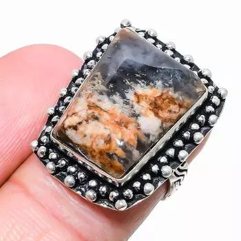 Ювелирное кольцо из стерлингового серебра 925 пробы с дендритом и опалом, размер 5,5 f0a38 5.5 белый