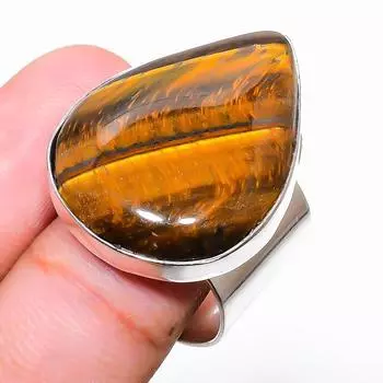 Ювелирное кольцо из стерлингового серебра 925 пробы с драгоценным камнем «Тигровый глаз», размер 7,5 i6j46 7.5 жёлтый