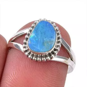 Ювелирное кольцо из стерлингового серебра 925 пробы с натуральным австралийским опалом S.6 Z2b47