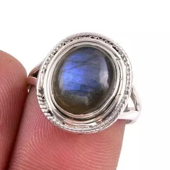 Ювелирное кольцо из стерлингового серебра 925 пробы с натуральным лабрадоритом S.6.5 n7h78