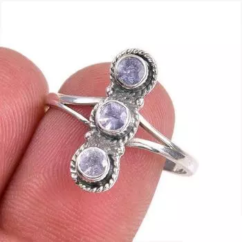 Ювелирное кольцо из стерлингового серебра 925 пробы с натуральным танзанитом, размер 9 T1s87