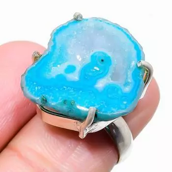 Ювелирное кольцо из стерлингового серебра 925 пробы с драгоценным камнем Синие друзы , размер 6,5 v8N99 6.5 синий