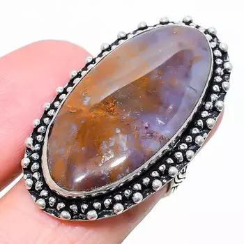 Ювелирное кольцо из стерлингового серебра 925 пробы с драгоценным камнем африканский мох, размер 7,5 s9P29 7.5 коричневый