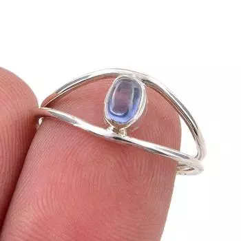 Ювелирное кольцо из стерлингового серебра 925 пробы с натуральным кианитом ручной работы, размер 7 f7P49